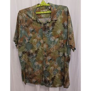 Batik Bay 3XLT Floral Button Up Green Hawaiian Shirt Mens 100% Rayon